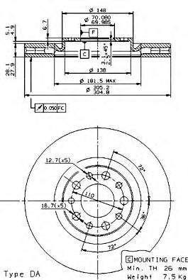 BREMBO 09.9363.11 Тормозной диск