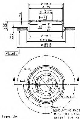 BREMBO 09.9425.11 Тормозной диск