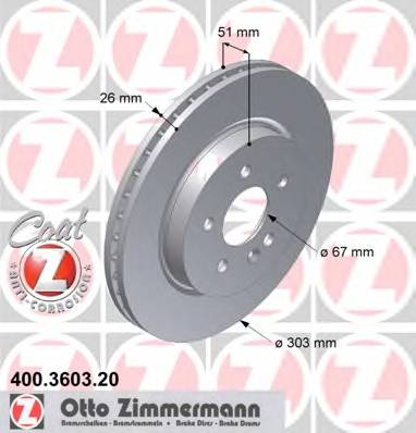 ZIMMERMANN 400.3603.20 Тормозной диск ZIMMERMANN 400.3603.20 Тормозной диск
