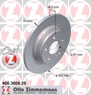 ZIMMERMANN 400.3608.20 Тормозной диск ZIMMERMANN 400.3608.20 Тормозной диск