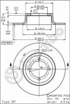 BREMBO 08.1757.20 Тормозной диск