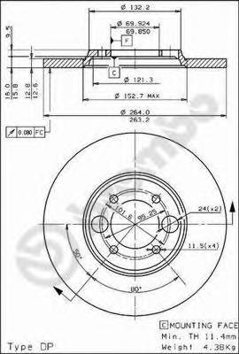 BREMBO 08.2557.10 Тормозной диск BREMBO 08.2557.10 Тормозной диск