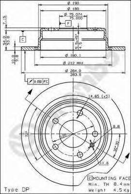 BREMBO 08.4487.10 Тормозной диск BREMBO 08.4487.10 Тормозной диск