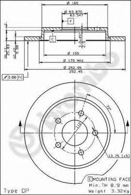 BREMBO 08.4931.10 Гальмівний диск