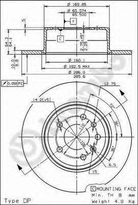 BREMBO 08.7015.21 Тормозной диск