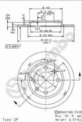 BREMBO 08.9602.10 Тормозной диск