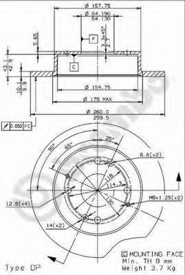 BREMBO 08.9603.10 Тормозной диск BREMBO 08.9603.10 Тормозной диск