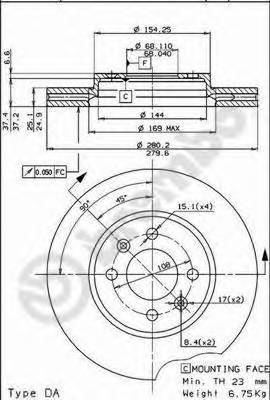 BREMBO 09.5221.10 Тормозной диск