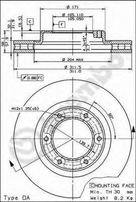 BREMBO 09.5914.10 Тормозной диск