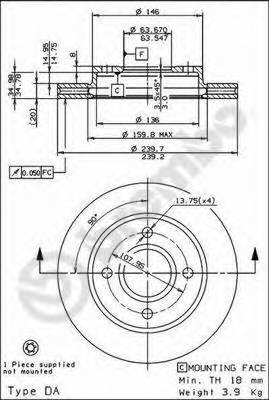 BREMBO 09.6727.34 Гальмівний диск