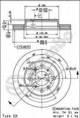 BREMBO 09.6753.21 Тормозной диск