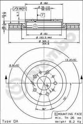 BREMBO 09.6843.21 Тормозной диск