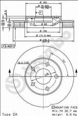 BREMBO 09.7376.11 Тормозной диск