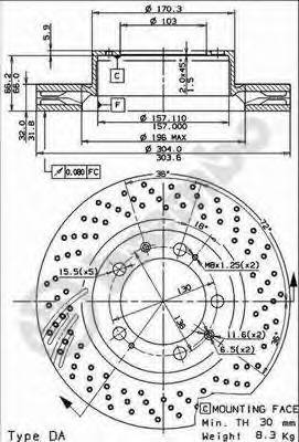 BREMBO 09.8421.11 Тормозной диск
