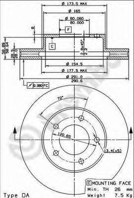 BREMBO 09.8955.10 Тормозной диск BREMBO 09.8955.10 Тормозной диск