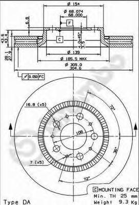 BREMBO 09.9130.11 Тормозной диск