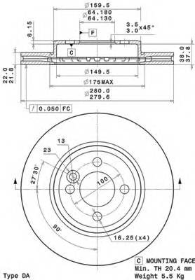 BREMBO 09.A761.11 Тормозной диск
