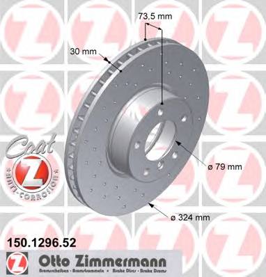 ZIMMERMANN 150.1296.52 Гальмівний диск