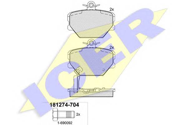 ICER 181274-704 Комплект тормозных колодок... ICER 181274-704 Комплект тормозных колодок...