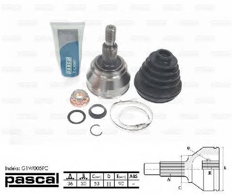 PASCAL G1W005PC Шарнирный комплект, привод