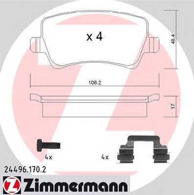 ZIMMERMANN 244961702 KLOCKI HAMULC. VOLVO S80 II  06- TYL