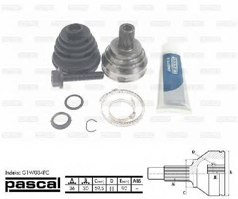 PASCAL G1W034PC Шарнирный комплект, привод