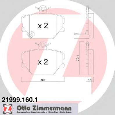 ZIMMERMANN 21999.160.1 Комплект тормозных колодок... ZIMMERMANN 21999.160.1 Комплект тормозных колодок...
