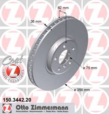 ZIMMERMANN 150.3442.20 Тормозной диск ZIMMERMANN 150.3442.20 Тормозной диск