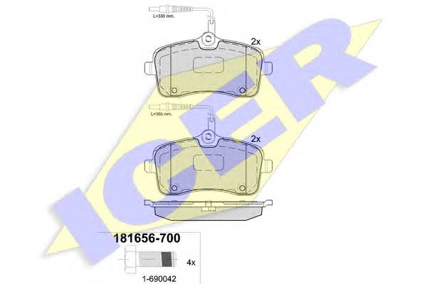 ICER 181656-700 Комплект тормозных колодок... ICER 181656-700 Комплект тормозных колодок...