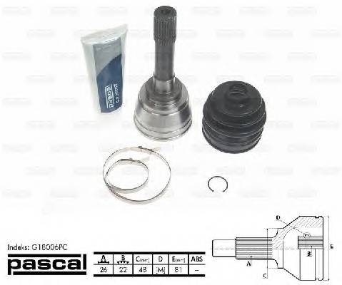 PASCAL G18006PC Шарнирный комплект, привод