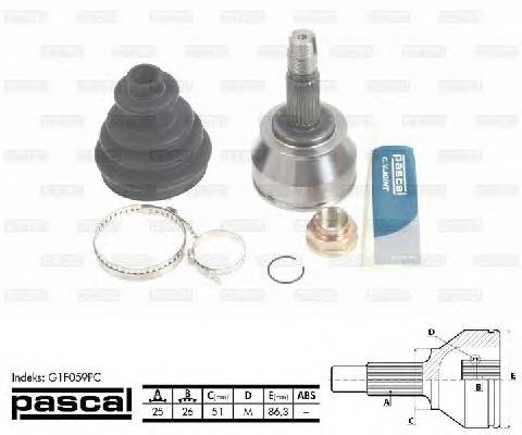PASCAL G1F059PC Шарнірний комплект, привод... PASCAL G1F059PC Шарнірний комплект, привод...