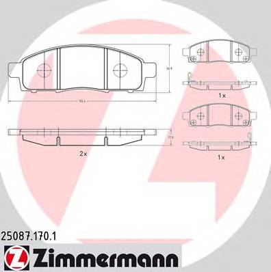 ZIMMERMANN 25087.170.1 Комплект гальмівних колодо... ZIMMERMANN 25087.170.1 Комплект гальмівних колодо...