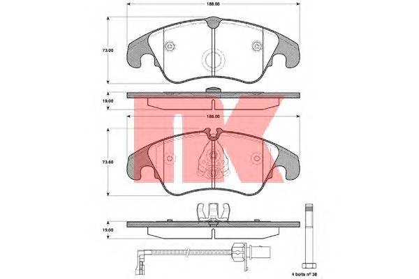 NK 2247107 Комплект гальмівних колодо...