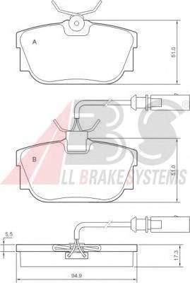 A.B.S. 37142 Комплект гальмівних колодо...