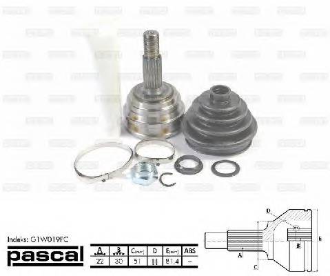 PASCAL G1W019PC Шарнирный комплект, привод