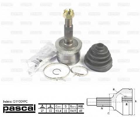 PASCAL G1Y009PC Шарнирный комплект, привод
