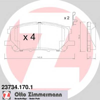 ZIMMERMANN 23734.170.1 Комплект гальмівних колодо... ZIMMERMANN 23734.170.1 Комплект гальмівних колодо...