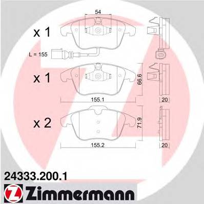 ZIMMERMANN 24333.200.1 Комплект тормозных колодок