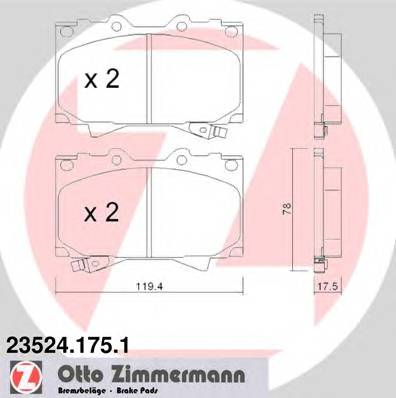 ZIMMERMANN 23524.175.1 Комплект гальмівних колодо... ZIMMERMANN 23524.175.1 Комплект гальмівних колодо...