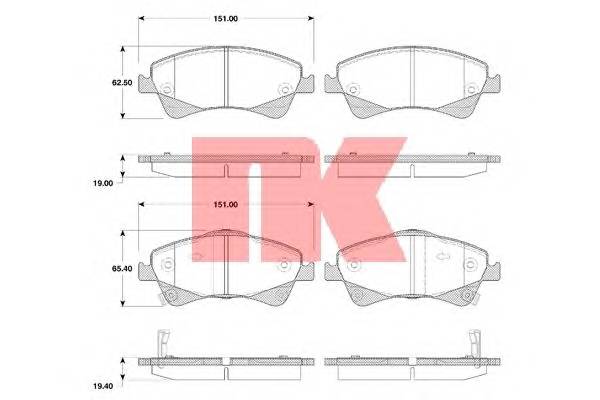 NK 224585 Комплект гальмівних колодо... NK 224585 Комплект гальмівних колодо...
