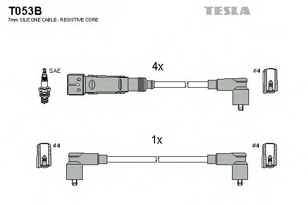TESLA T053B Комплект проводов зажигани... TESLA T053B Комплект проводов зажигани...