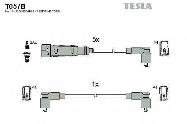 TESLA T057B Комплект проводов зажигани... TESLA T057B Комплект проводов зажигани...