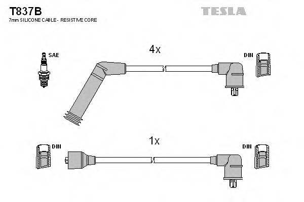 TESLA T837B Комплект проводов зажигани... TESLA T837B Комплект проводов зажигани...