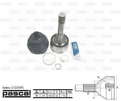 PASCAL G12018PC Шарнирный комплект, привод