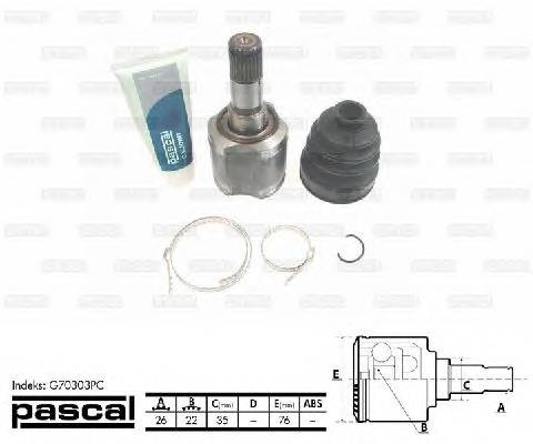 PASCAL G70303PC Шарнирный комплект, привод