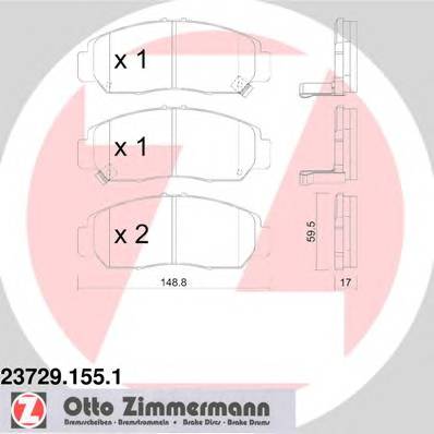 ZIMMERMANN 23729.155.1 Комплект тормозных колодок... ZIMMERMANN 23729.155.1 Комплект тормозных колодок...