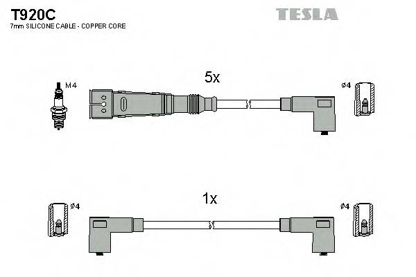 TESLA T920C Комплект дротів запалюванн... TESLA T920C Комплект дротів запалюванн...