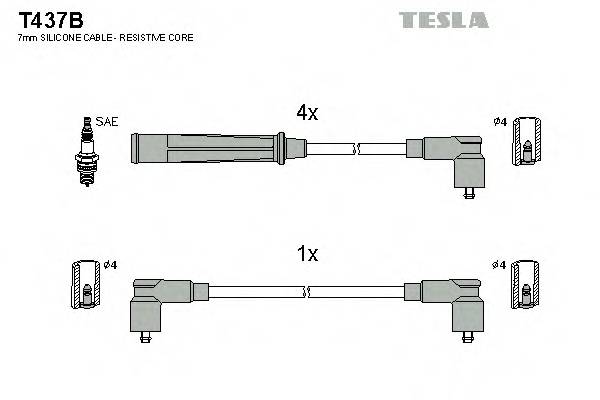 TESLA T437B Комплект проводов зажигани... TESLA T437B Комплект проводов зажигани...