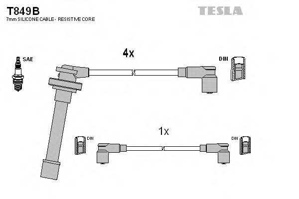 TESLA T849B Комплект проводов зажигани... TESLA T849B Комплект проводов зажигани...