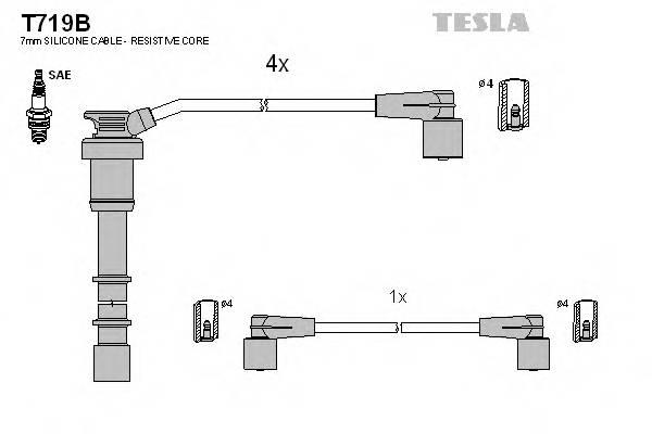 TESLA T719B Комплект дротів запалюванн... TESLA T719B Комплект дротів запалюванн...